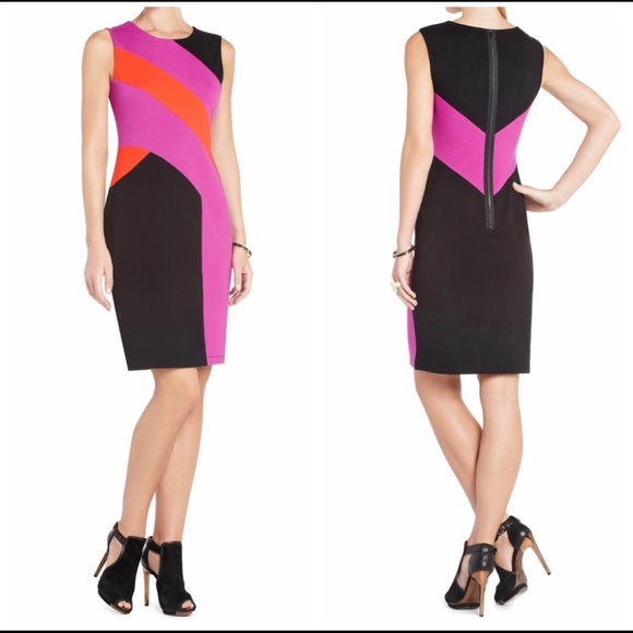BCBGMaxazria Gladys Color Block Sheath Dress M - Picture 3 of 4